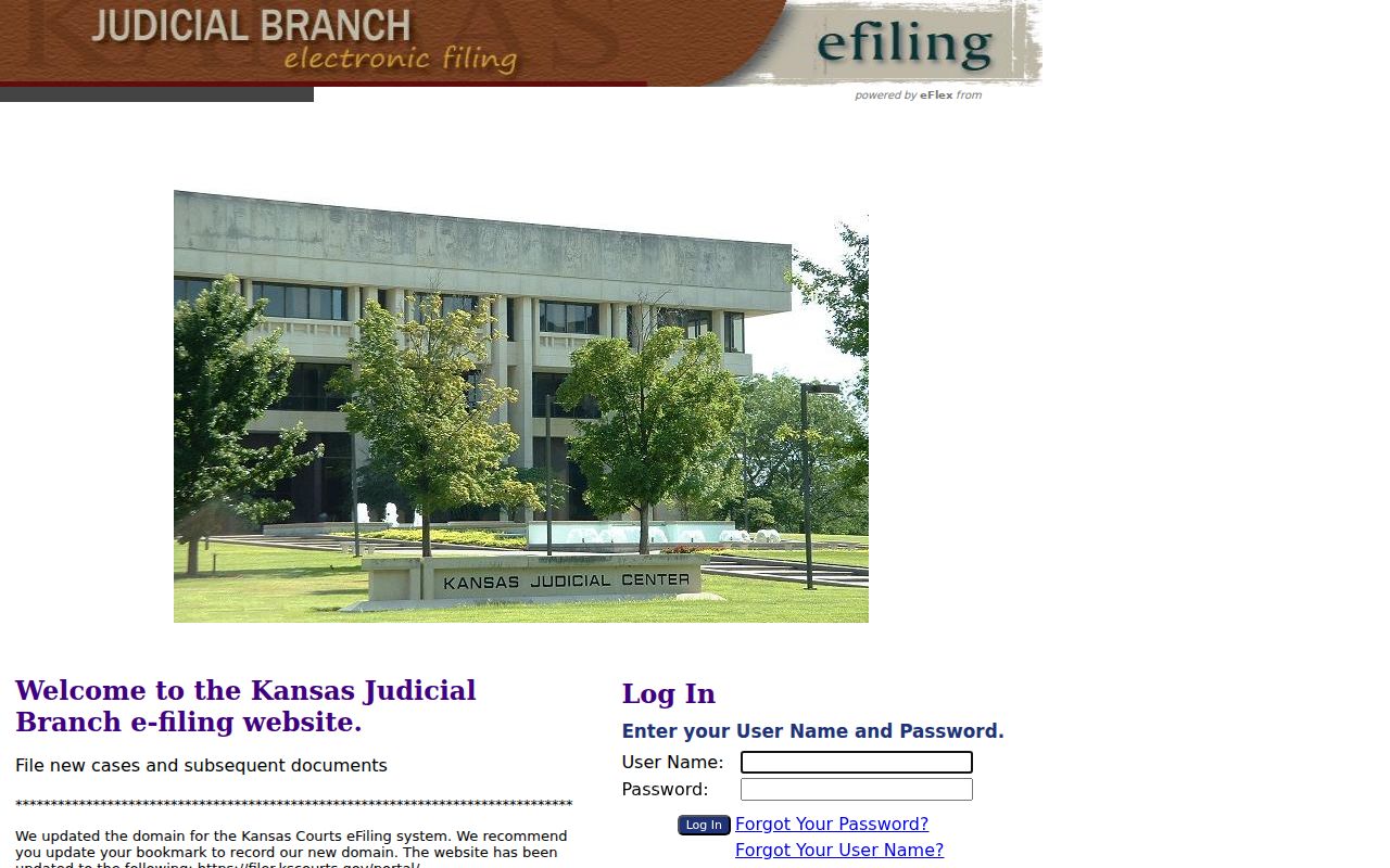 Kansas eFlex filing portal distinguished from Elk County public case search