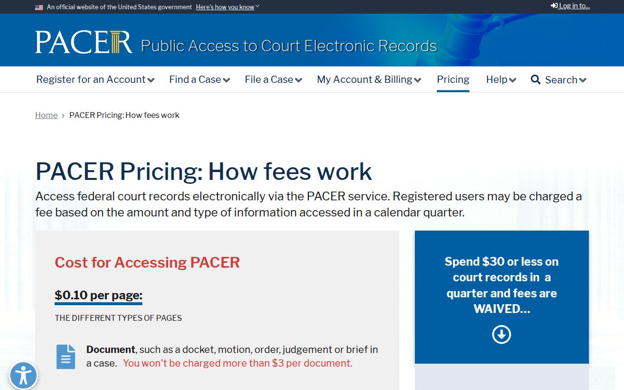 Elk Falls court docket PACER federal fee source