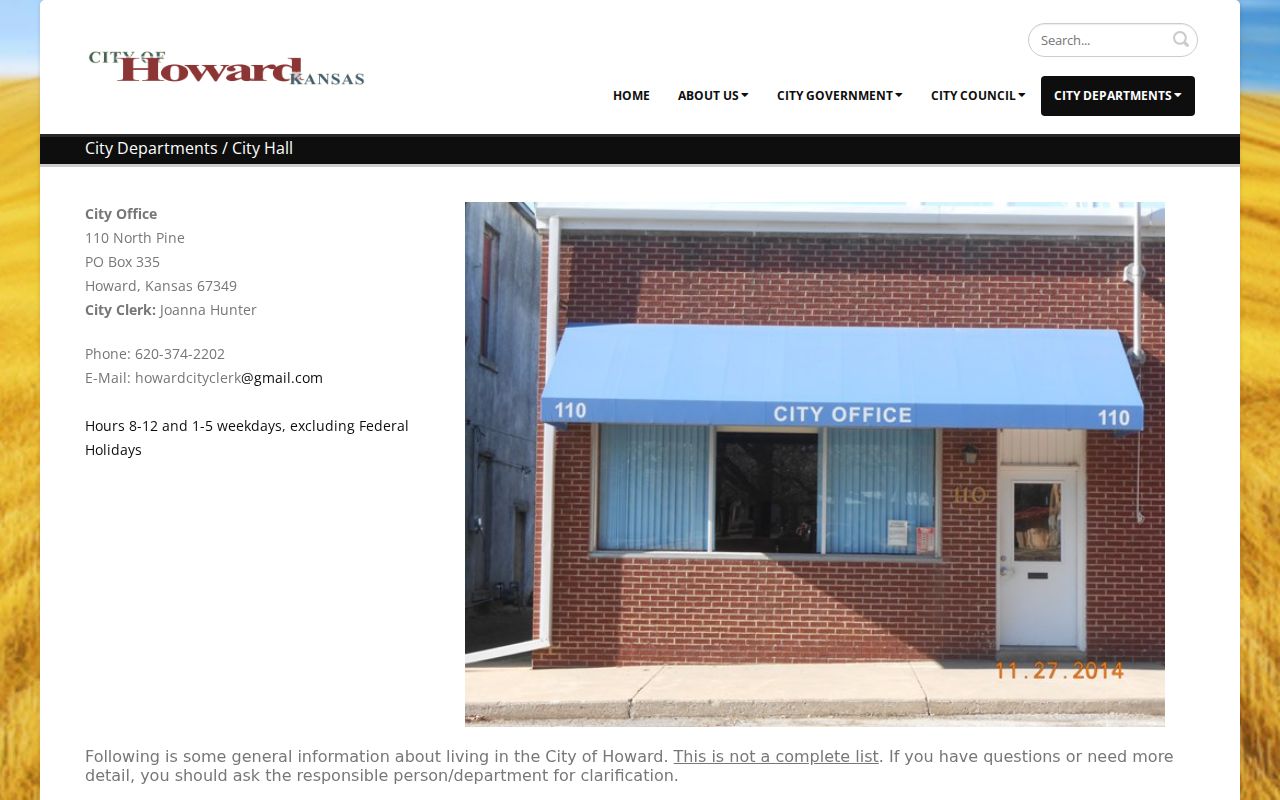 Howard court docket City Hall contact source