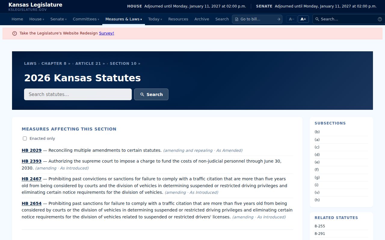 Elk County traffic court records K.S.A. 8-2110 compliance law