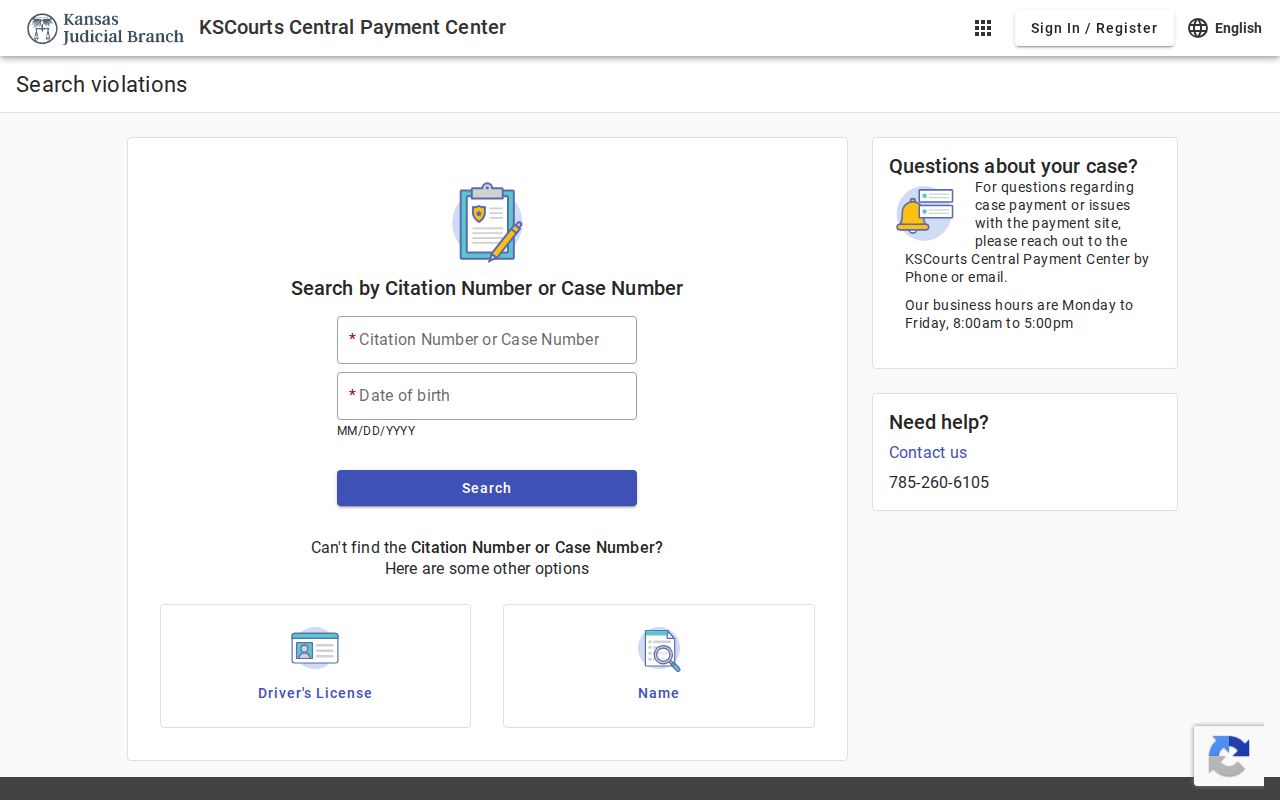 Elk County traffic court records Kansas Central Payment search
