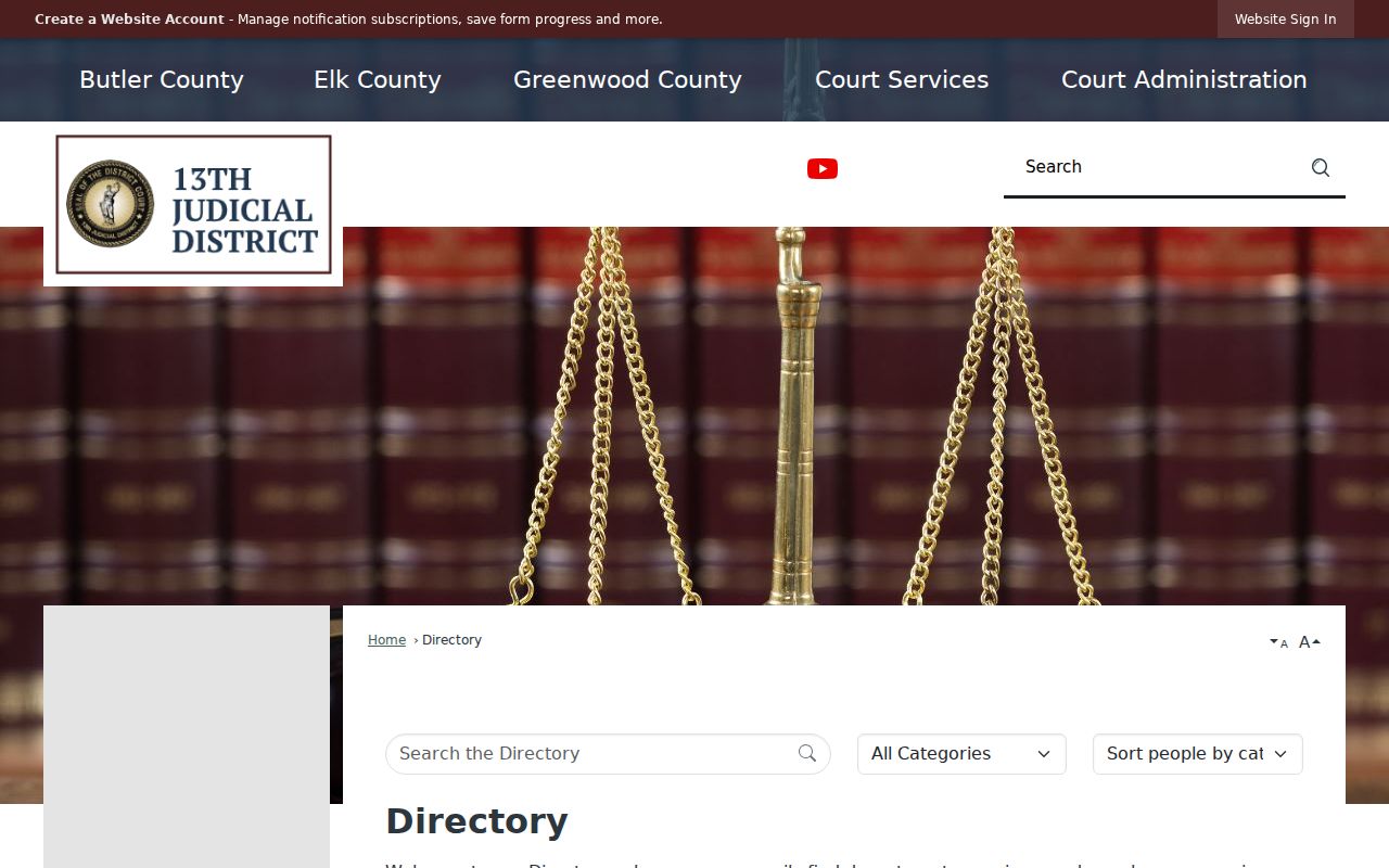 Elk County court docket 13th Judicial District staff directory