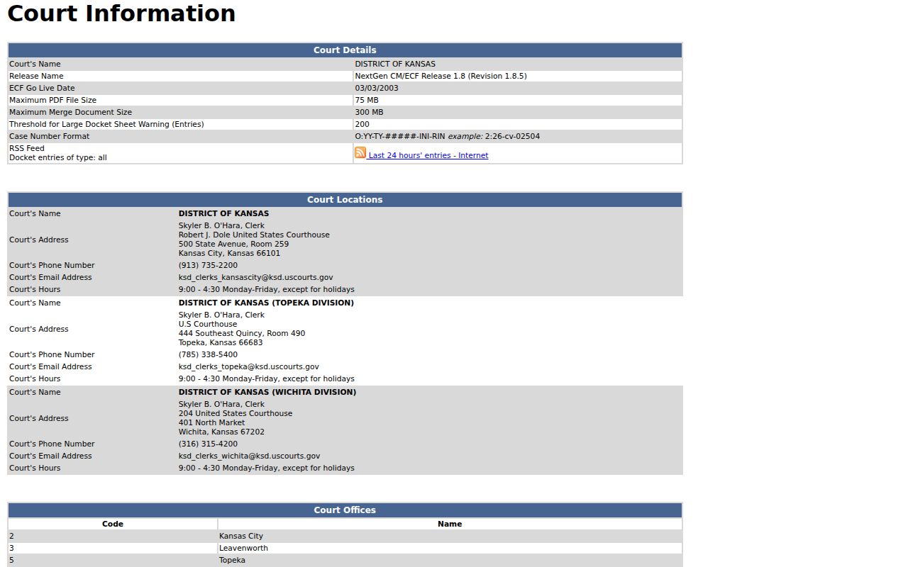 Elk County court docket federal CM ECF information