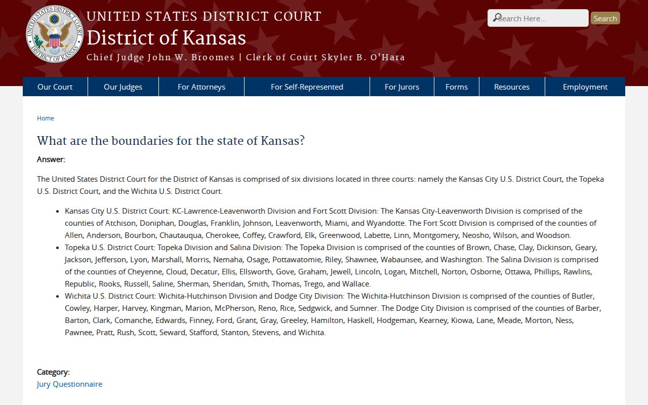 Elk County court docket federal division boundaries